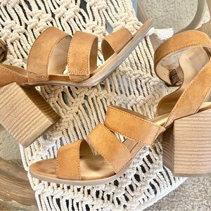 Elegant Tan Block Heel Sandals